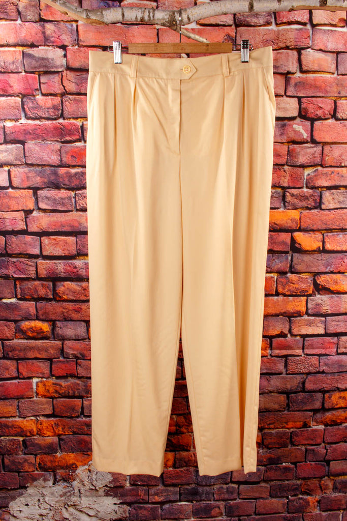 Vintage ESCADA Hose gelb Default Title 90er beige Designer Frau gelb L 44-46 M 40-42 Special vintageberlin.de