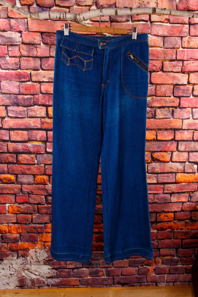 70er Jahre Jeans Schlaghose blau Default Title 70er blau Boho Disco Frau Hippie L 44-46 M 40-42 Schlager Special vintageberlin.de