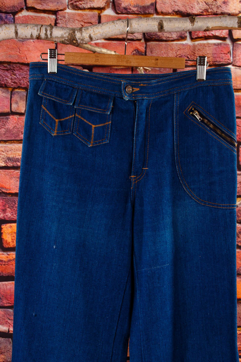70er Jahre Jeans Schlaghose blau