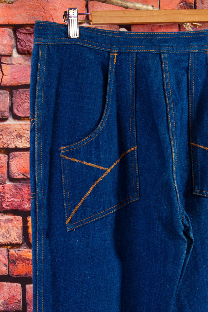 70er Jahre Jeans Schlaghose blau