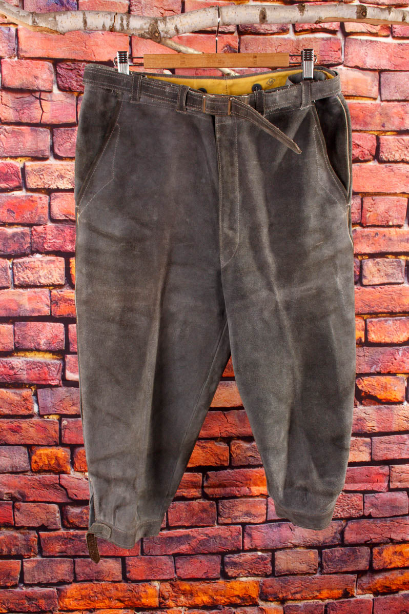 Vintage verstellbare Lederhose grau