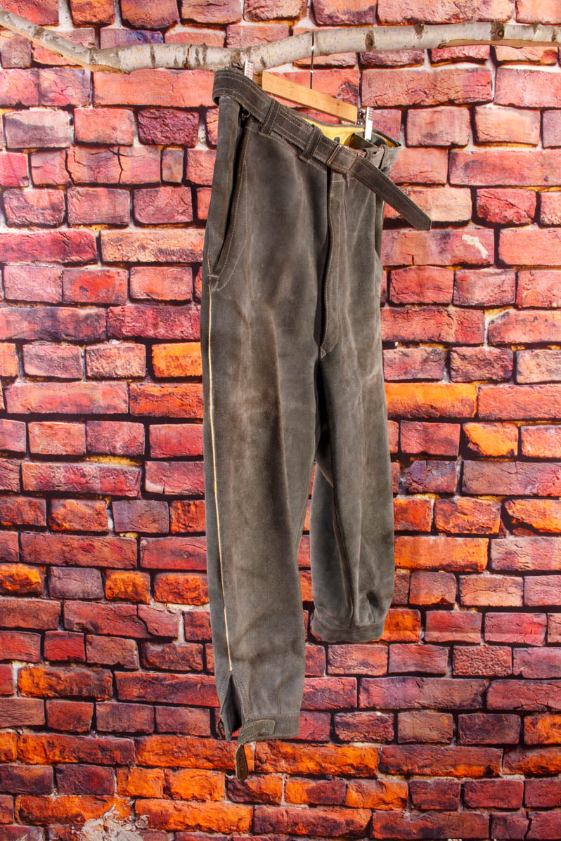 Vintage verstellbare Lederhose grau
