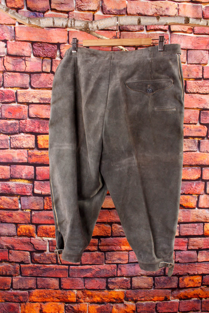 Vintage verstellbare Lederhose grau