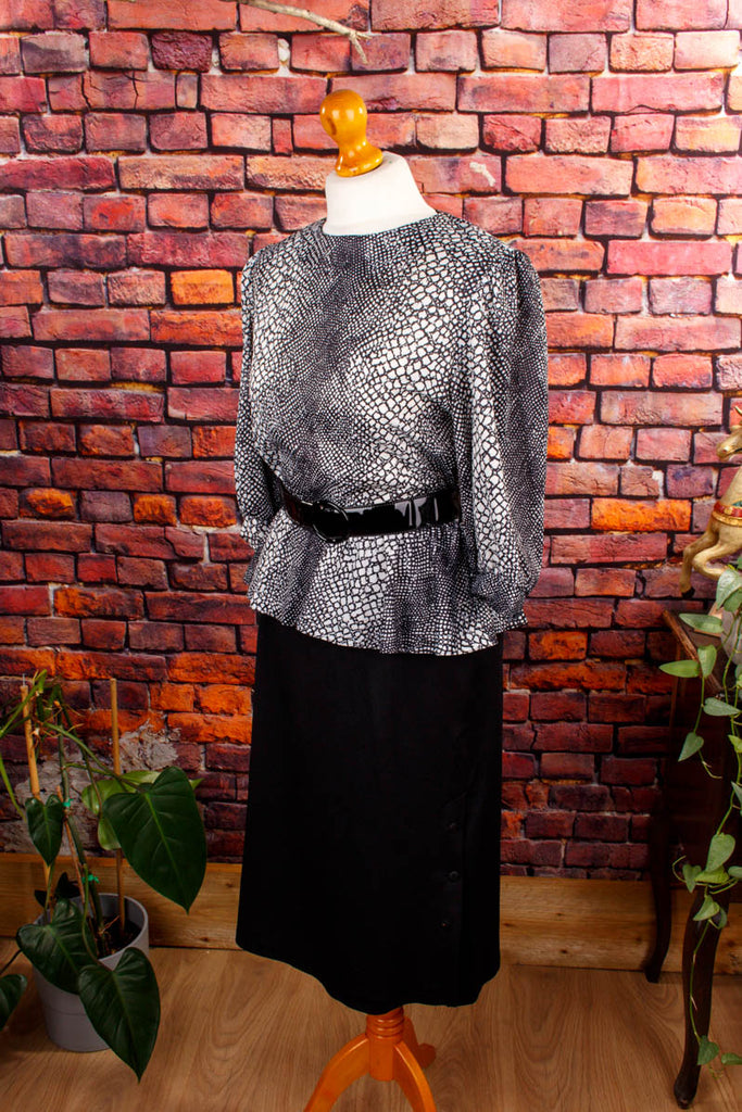 80er Powerdress schwarz-weiß Default Title 80er Abendmode Disco Frau M 40-42 real-80er Rockabilly schwarz Special vintageberlin.de