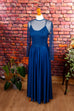 70s Boho Hippiekleid blau