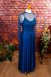 70s Boho Hippiekleid blau