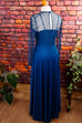 70s Boho Hippiekleid blau