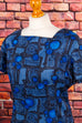 60s Seidenkleid blau Muster 50er 60er blau Frau L 44-46 M 40-42 real-rockabilly Rockabilly Sekretärin Special vintageberlin.de