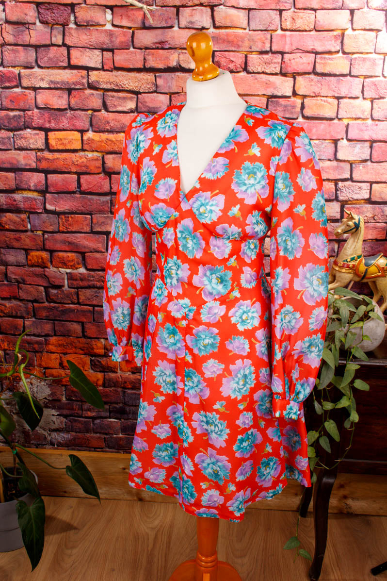 Vintage Discokleid bunt Blumen