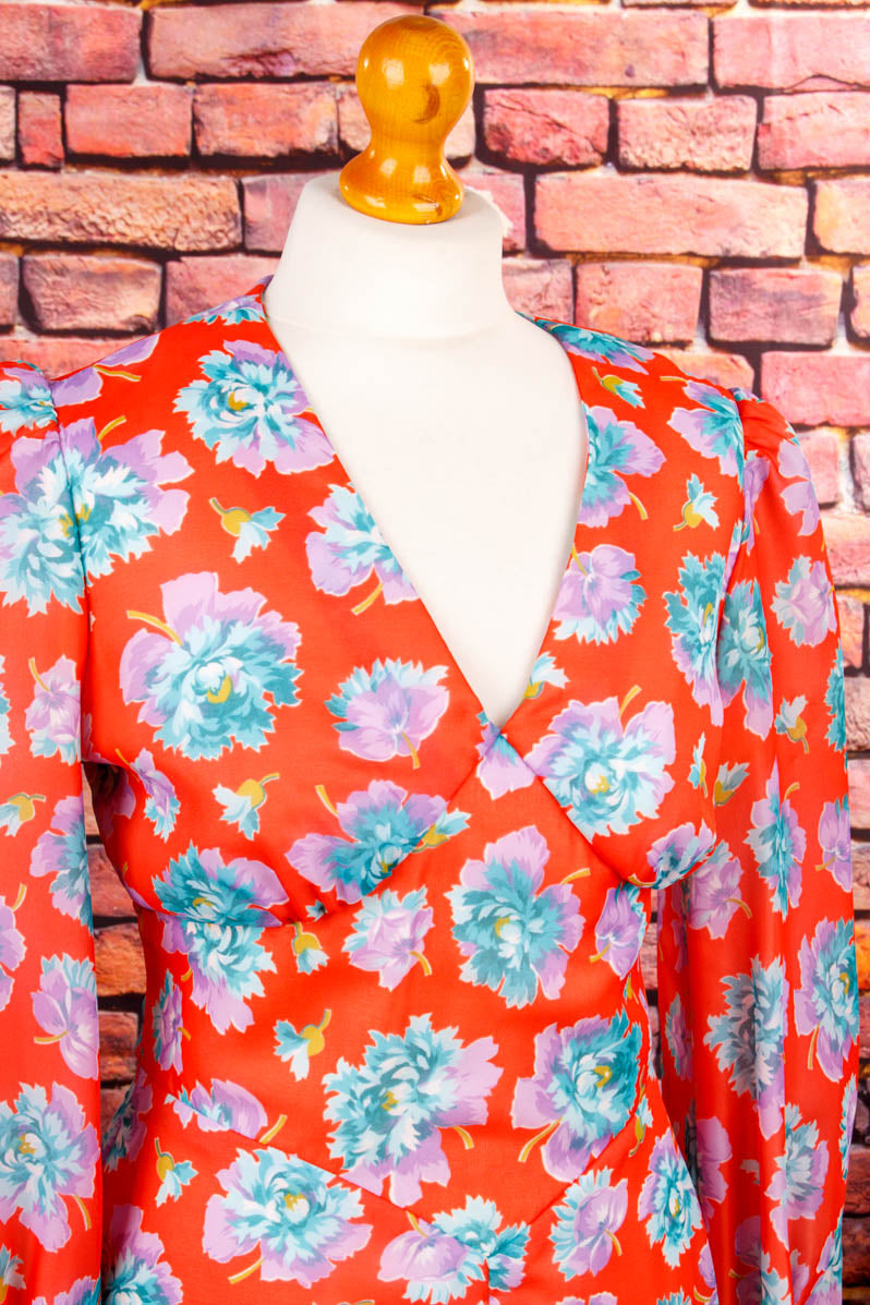 Vintage Discokleid bunt Blumen
