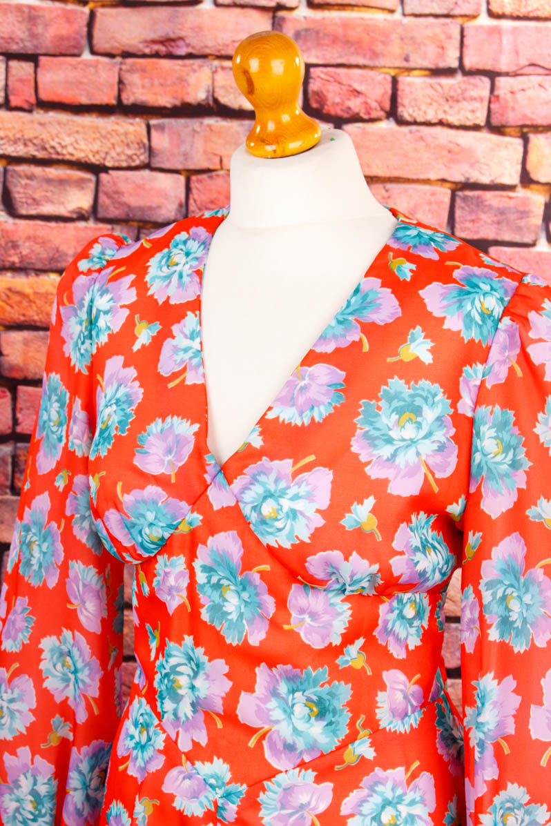 Vintage Discokleid bunt Blumen