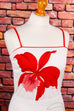 Sommerkleid rot weiß 80er 90er Abendmode Boho Frau M 40-42 Rockabilly rot Special weiß vintageberlin.de