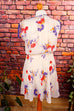 Hippie Minikleid Chiffon 70er 80er Boho bunt Disco Frau Hippie lila S 36-38 Special vintageberlin.de