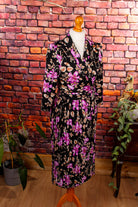 70s Wickelkleid schwarz lila