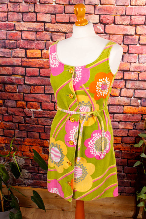 60s Frottee Kleid neon