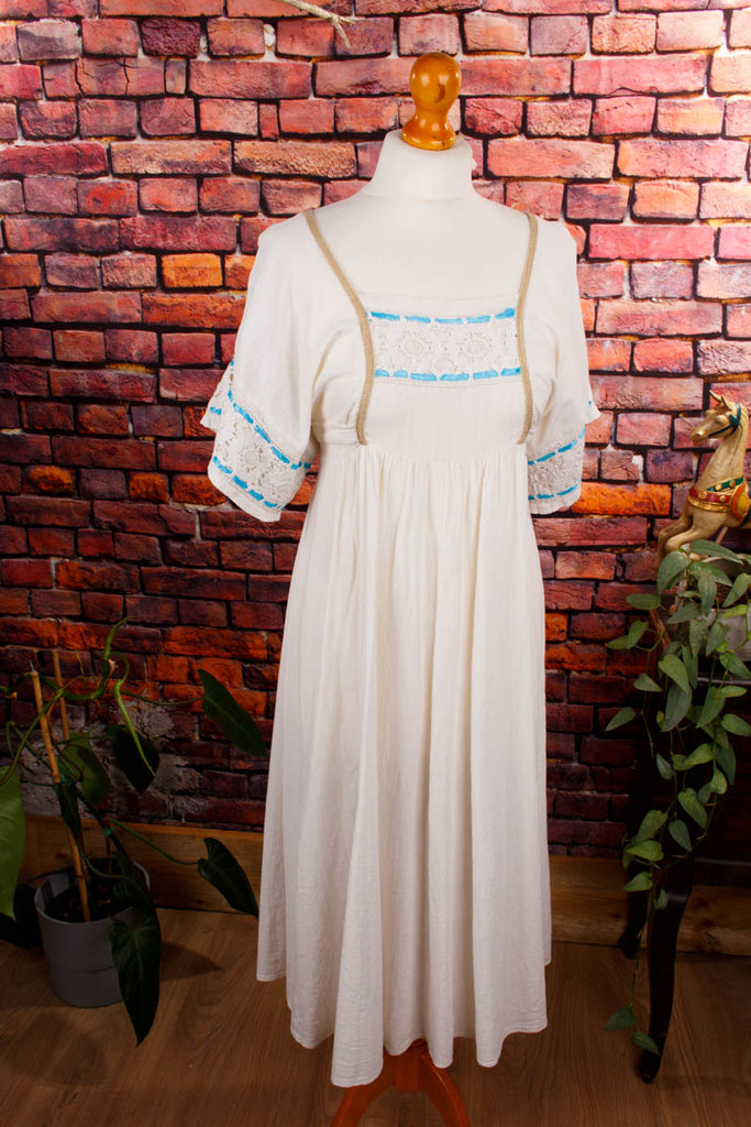 Hippie Kleid weiß Türkis