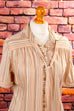 70s Shiftkleid beige Streifen