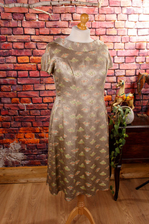 50er Jahre Seidenbrokat Kleid