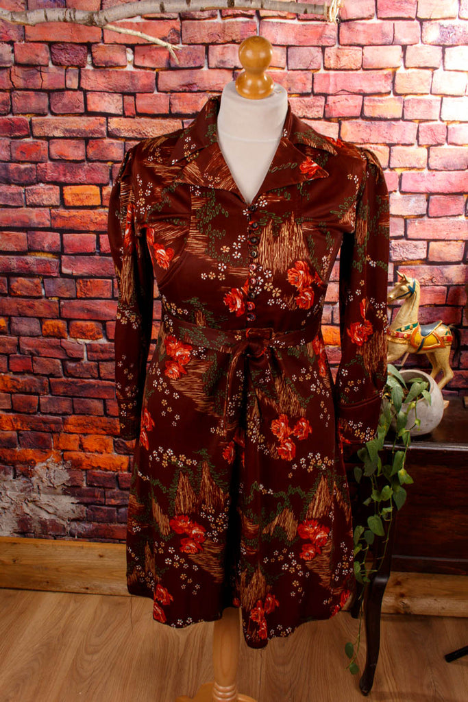 70er Disco Minikleid braun Default Title 60er 70er braun bunt Disco Frau L 44-46 real-disco real-rockabilly Schlager Special vintageberlin.de