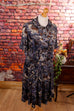 Samtkleid grau-blau Muster Default Title 70er blau Frau grau L 44-46 vintageberlin.de
