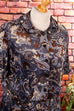 Samtkleid grau-blau Muster 70er blau Frau grau L 44-46 vintageberlin.de