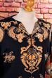 70s Loungekleid schwarz Muster 70er Boho bunt Disco Frau L 44-46 M 40-42 real-boho S 36-38 Schlager schwarz Special XL 48-50 vintageberlin.de