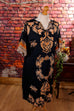 70s Loungekleid schwarz Muster 70er Boho bunt Disco Frau L 44-46 M 40-42 real-boho S 36-38 Schlager schwarz Special XL 48-50 vintageberlin.de