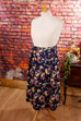 Stiefelrock blau Blumen blau bunt Frau L 44-46 vintageberlin.de