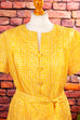 60s Polyesterkleid gelb 60er Disco Frau gelb M 40-42 Rockabilly vintageberlin.de