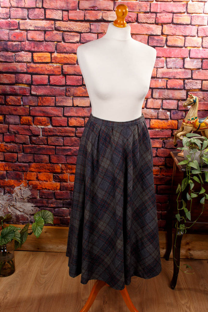 karierter Tweed Wollrock Taschen Default Title 70er Boho Frau grau Rockabilly S 36-38 Special XS 32-34 vintageberlin.de