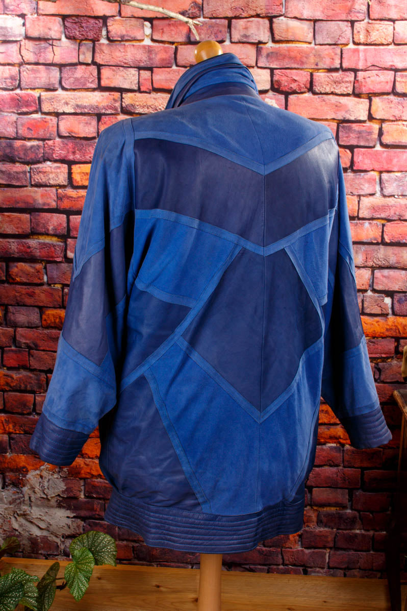YSL Lederjacke blau