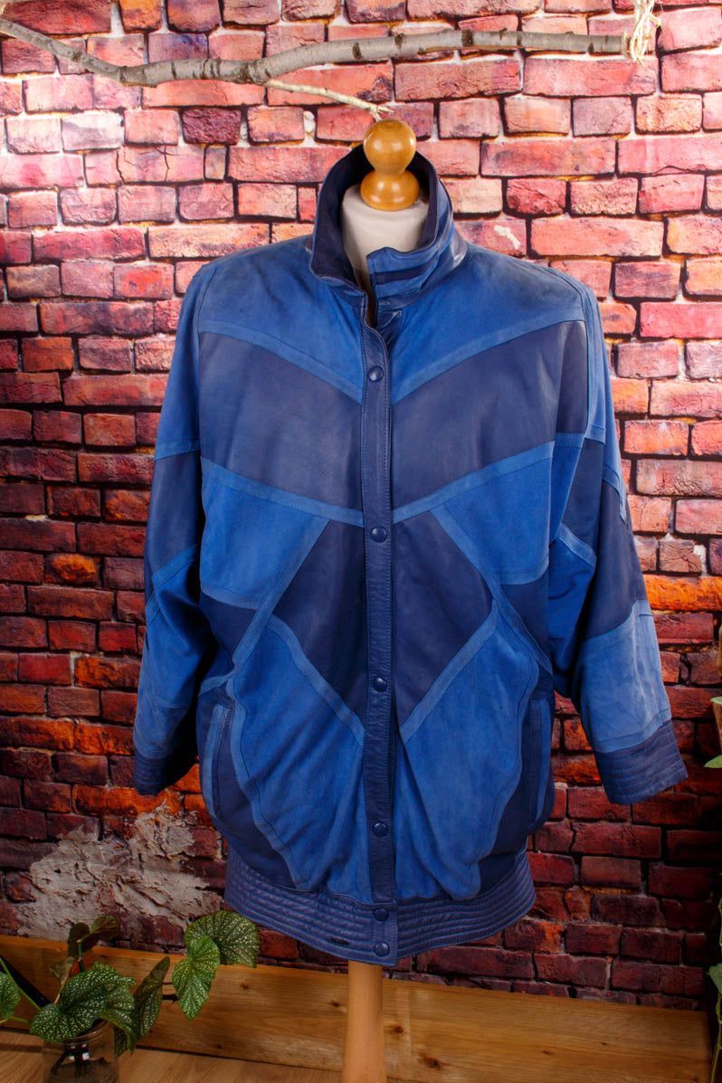 YSL Lederjacke blau