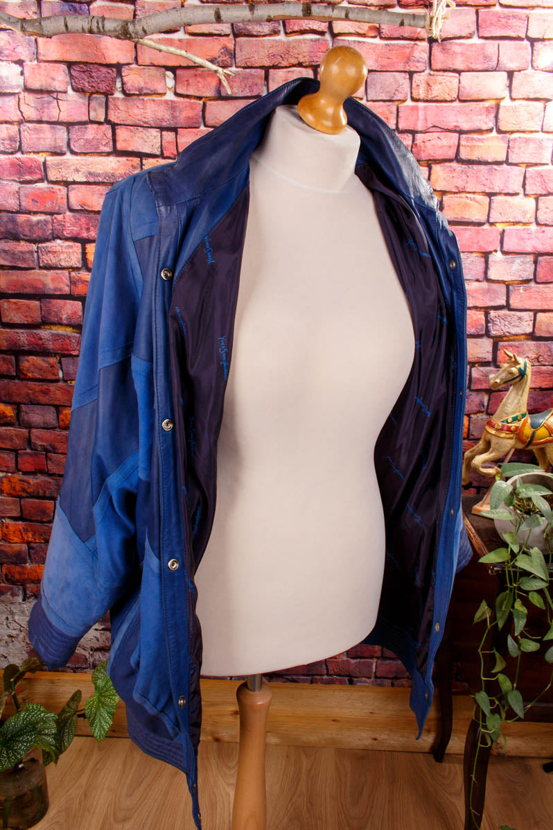 YSL Lederjacke blau