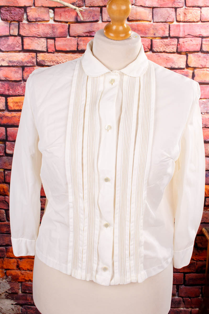 Nylon Bluse weiß Rüschen