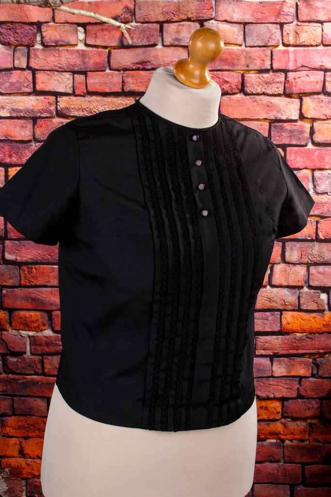 60s Rüschen Bluse schwarz Default Title 60er Disco Frau M 40-42 real-disco real-rockabilly Rockabilly schwarz Special vintageberlin.de
