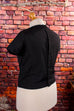 60s Rüschen Bluse schwarz 60er Disco Frau M 40-42 real-disco real-rockabilly Rockabilly schwarz Special vintageberlin.de