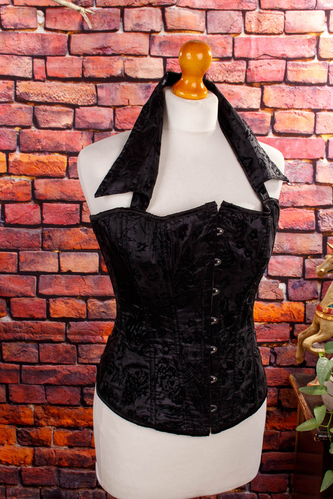 Schnürkorsage schwarz Brokat Default Title Frau Gothic S 36-38 schwarz Special XS 32-34 vintageberlin.de