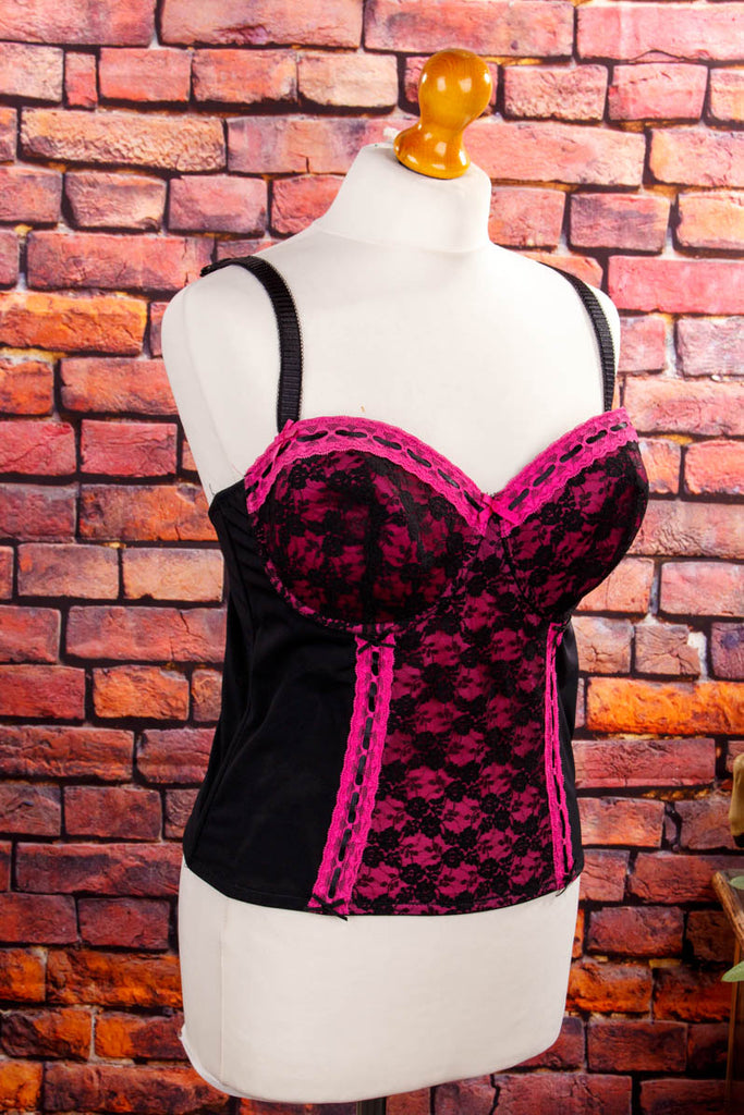 Sexy Korsage schwarz pink Spitze Default Title Flapper&Charleston Frau M 40-42 pink Rockabilly schwarz vintageberlin.de