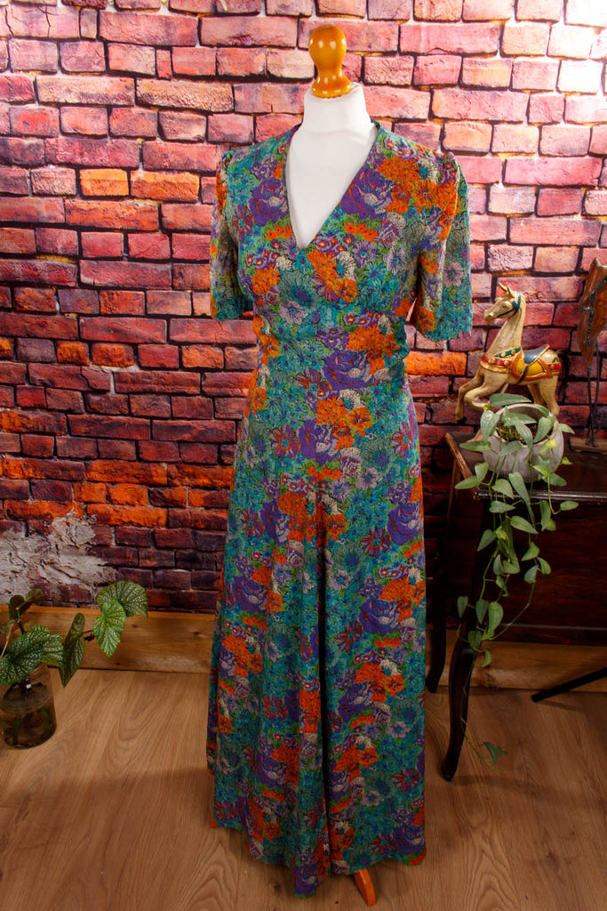 Boho Maxikleid bunt Blumen Default Title 70er Boho bunt Frau Hippie real-boho S 36-38 Schlager Special vintageberlin.de