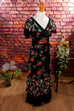 Hippie Maxikleid schwarz bunt Default Title 70er Abendmode Boho bunt Frau Hippie real-boho S 36-38 Schlager schwarz Special vintageberlin.de