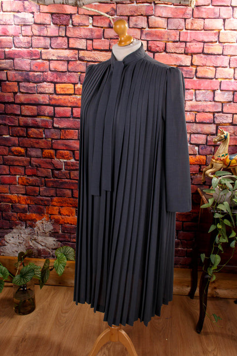 Vintage Plisseekleid grau Wolle