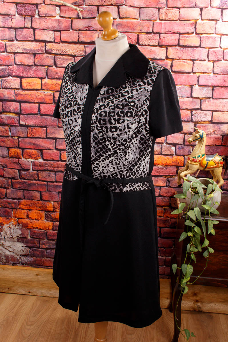 70s Schlagerkleid schwarz Leo