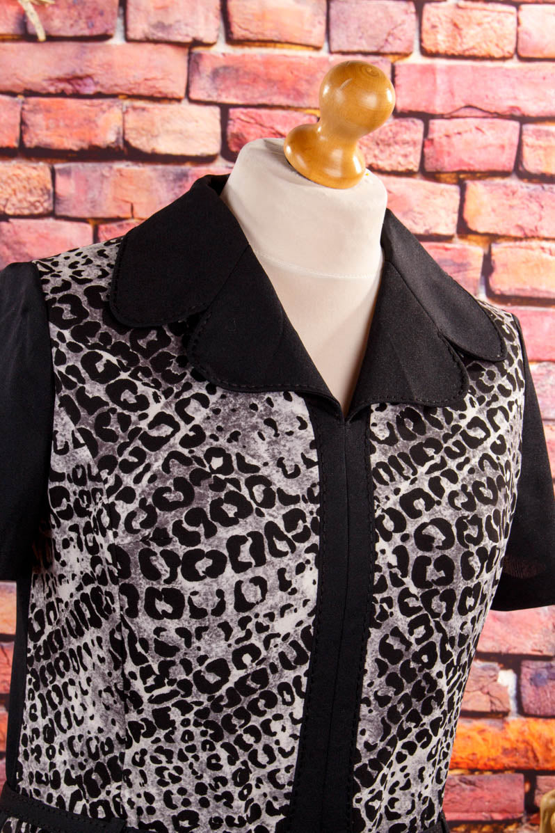 70s Schlagerkleid schwarz Leo