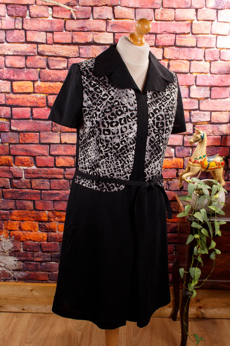 70s Schlagerkleid schwarz Leo