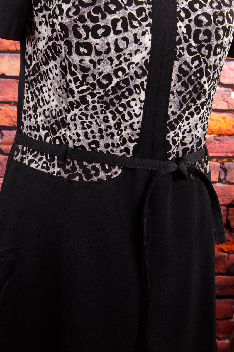 70s Schlagerkleid schwarz Leo