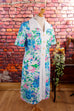 70s Schlagerkleid bunt Muster 70er bunt Disco Frau L 44-46 Schlager vintageberlin.de