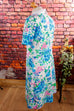 70s Schlagerkleid bunt Muster 70er bunt Disco Frau L 44-46 Schlager vintageberlin.de