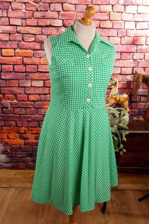 70s Disco Kleid grün Vichy