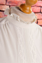 70s Brautkleid kurz Stehkragen