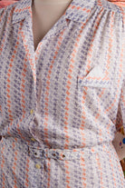 70s Schlagerkleid weiß bunt
